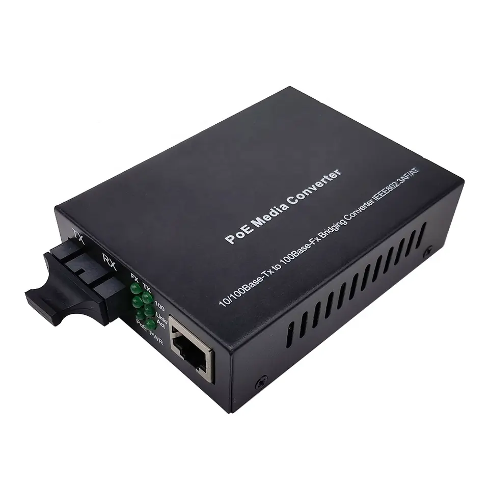 Fiber PoE Media Converter 10/100Base-Tx to 100Base-Fx, Single Mode, 20-80Km, Duplex SC 100M PoE Ethernet Media Converter